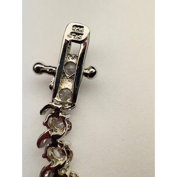 Vintage Estate Sterling Silver 925 Tennis Bracelet 7” with White Crystals - Picture 7 of 8